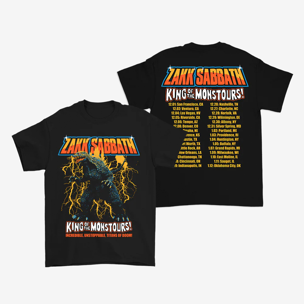 King Of Monsters Tour T-Shirt Godzilla Design Zakk Sabbath Clothes Music Gifts For Fans