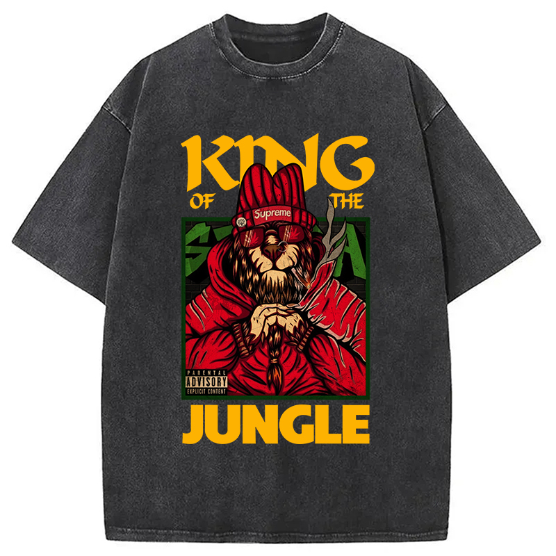 King of The Jungle Washed T-Shirt Trendy Everyday Casual Outfit Gifts For Her