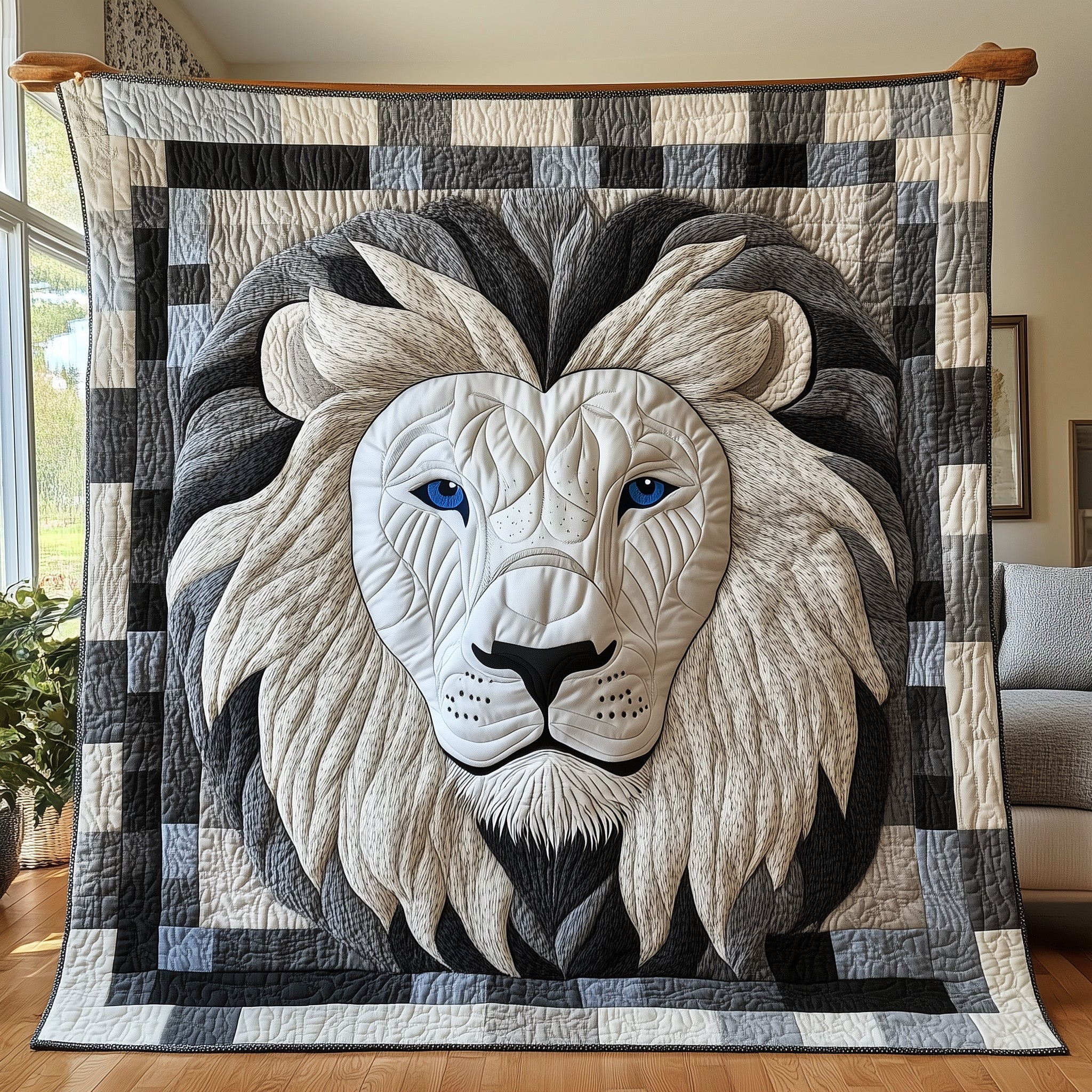 King of the Wild Quilted Blanket Cute Soft BlanketThemed Lion Gifts For Men