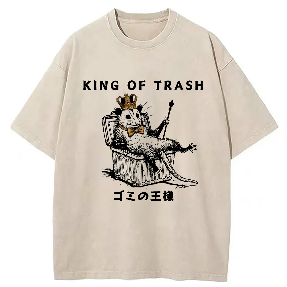 King Of Trash Washed T-Shirt Classic Graphic Fashion Tee Gifts For BFF