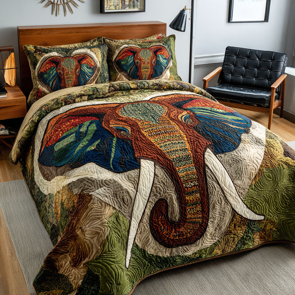 King Tusker Quilted Bedding Set Best Christmas Duvet Cover Set Great Elephant Gifts