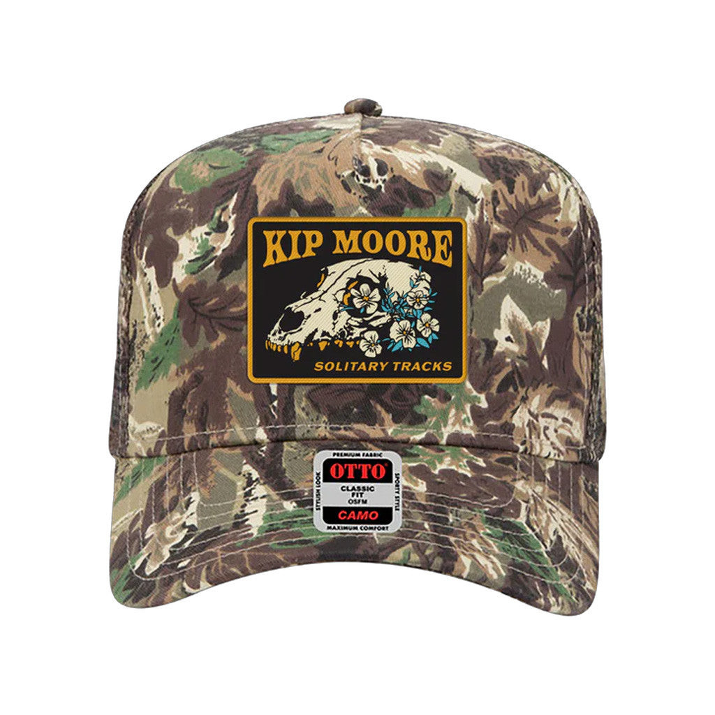 Kip Moore Merch Tour 2025 Camo Skull Trucker Hat Embroidered Music Related Gifts For Guys Kip Moore Merch Tour 2025 Camo Skull Trucker Hat Embroidered Music Related Gifts For Guys