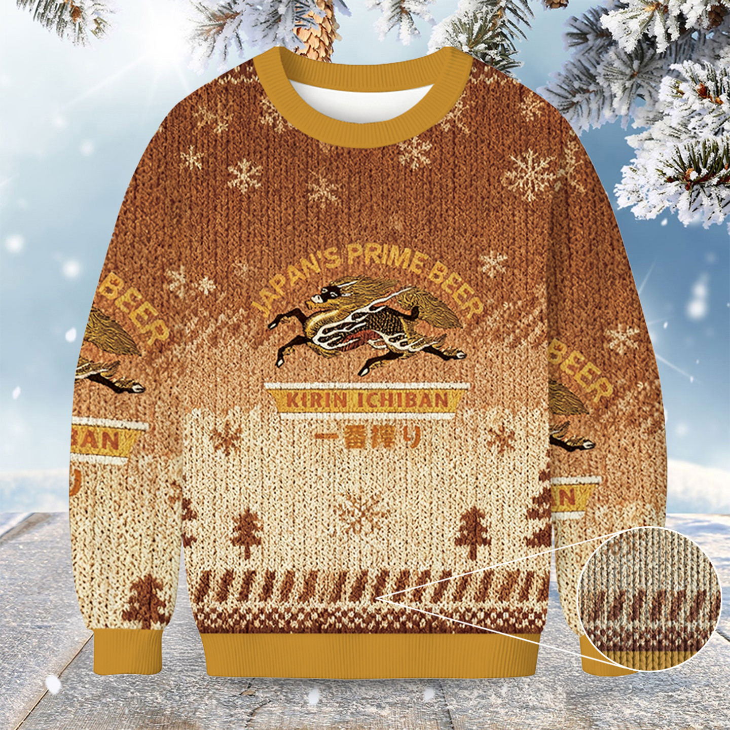 Kirin Ichiban Beer Logo Japanese Christmas Ugly Sweater Christmas Gifts For Beer Drinkers