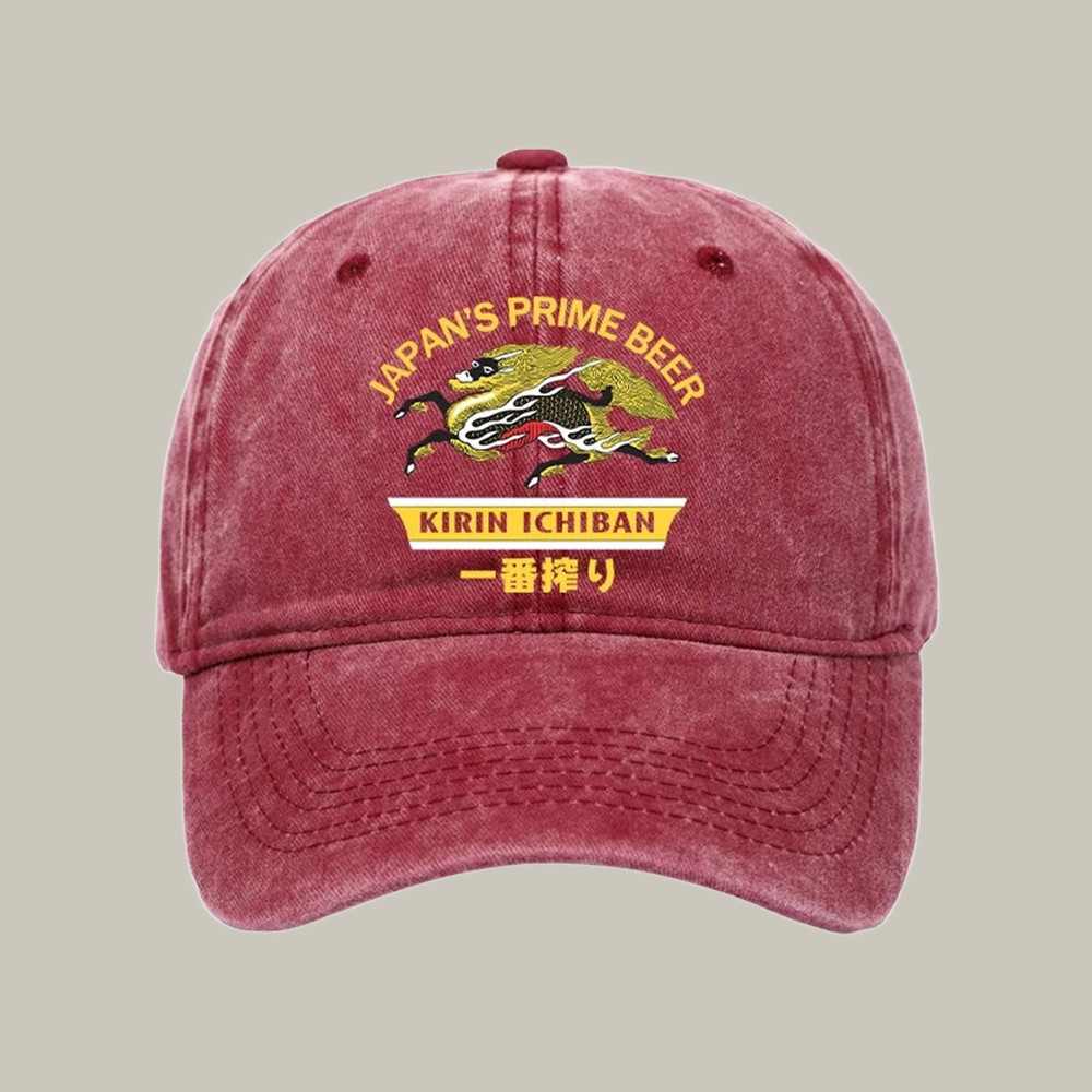 Kirin Ichiban Beer Logo Japanese Washed Cap Funny Dad Hats Christmas Gifts For Dad
