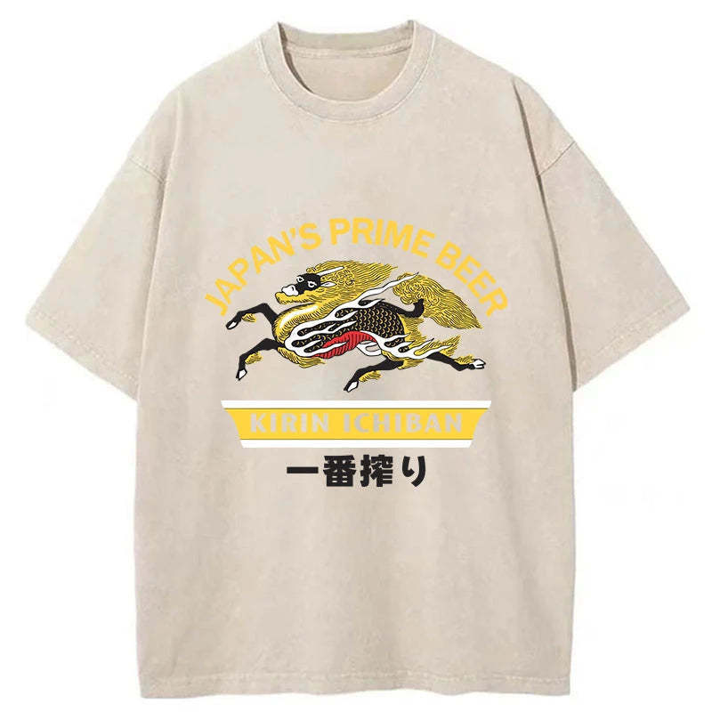 Kirin Ichiban Beer Logo Japanese Washed T-Shirt Soft Cotton Daily Wear Tee Gifts For Her
