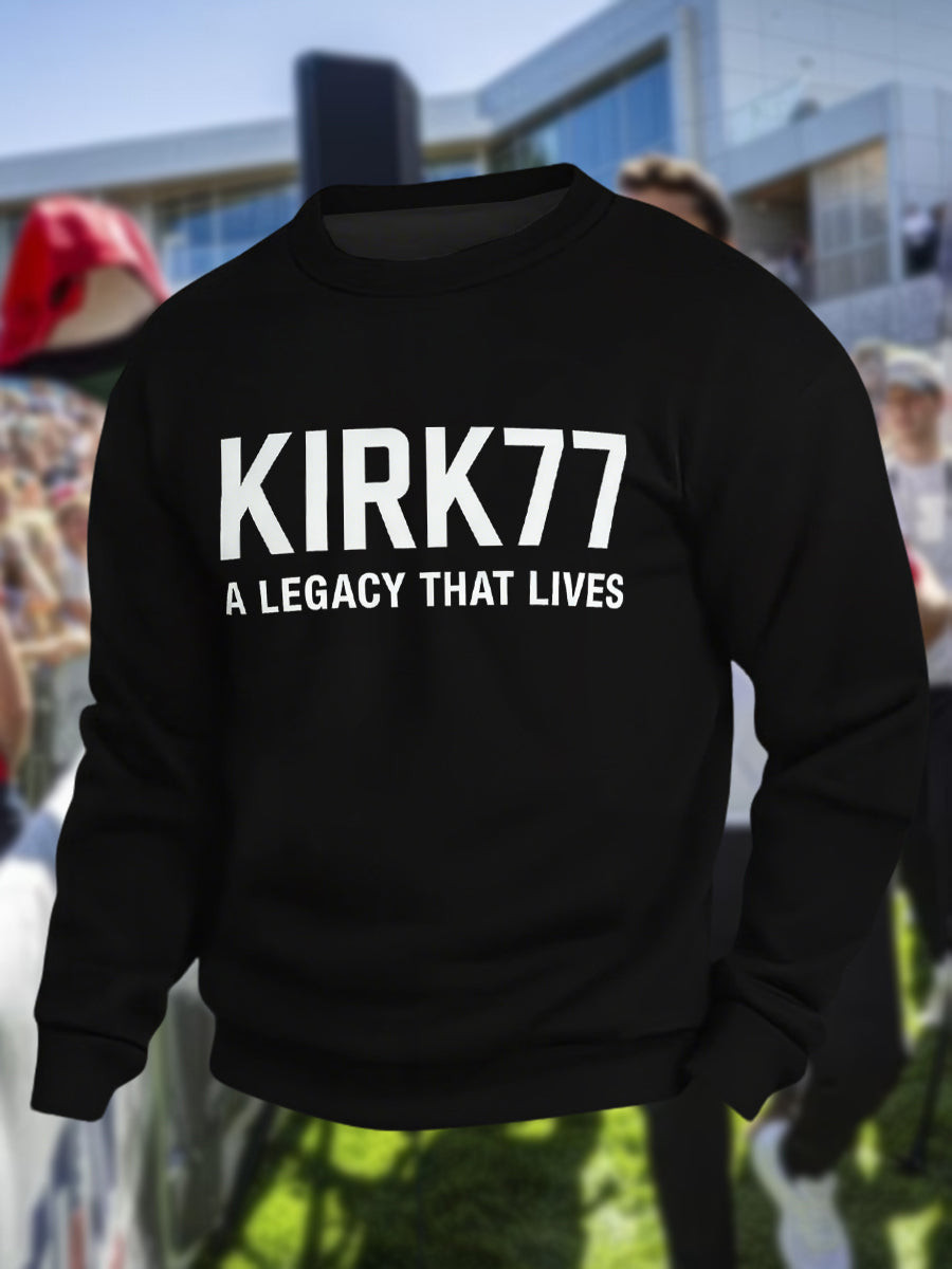Kirk77 A Legacy That Lives Crew Neck Swea T SHIRT Black Rip Charlie Kirk Merch
