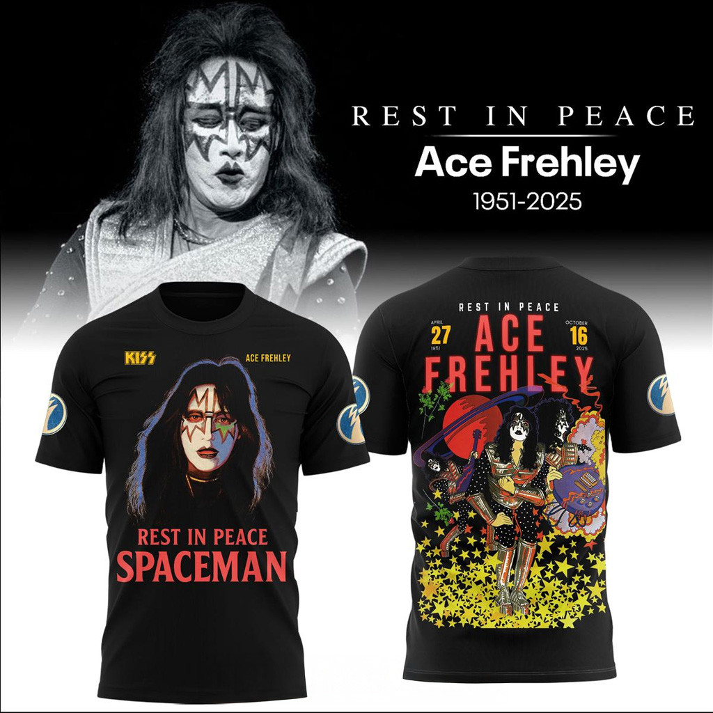 Kiss Ace Frehley Rip Spaceman 2025 T-Shirt Ace Frehley Merch Gifts For Fans