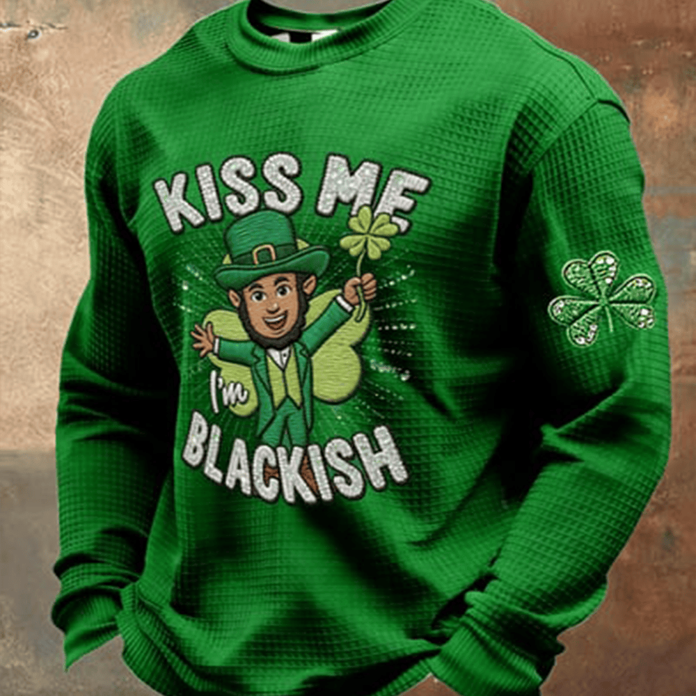 Kiss Me Blackish Shamrock Long Sleeve Shirt Saint Patrick's Day Apparel Presents For Father
