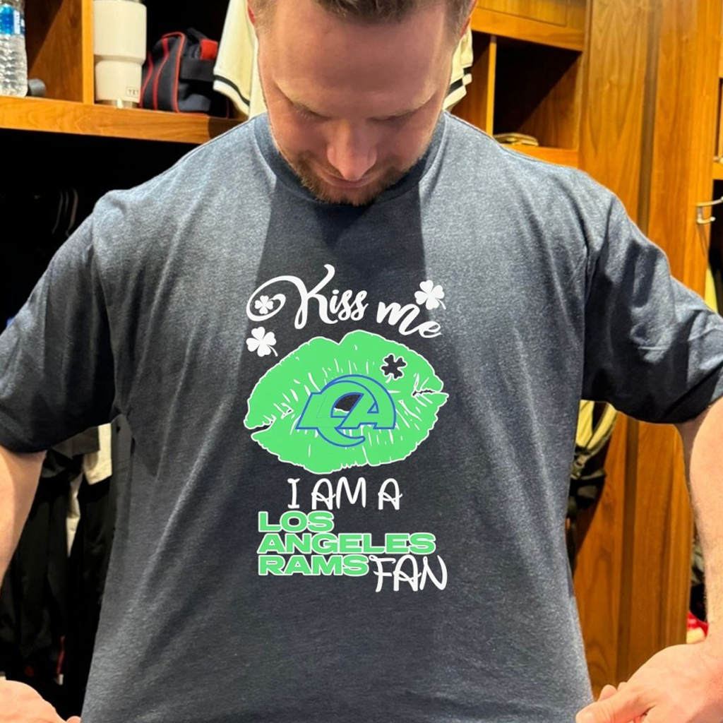 Kiss Me I Am A Los Angeles Rams Fan St Patrick's Day T-Shirt Football Fan Gift Ideas