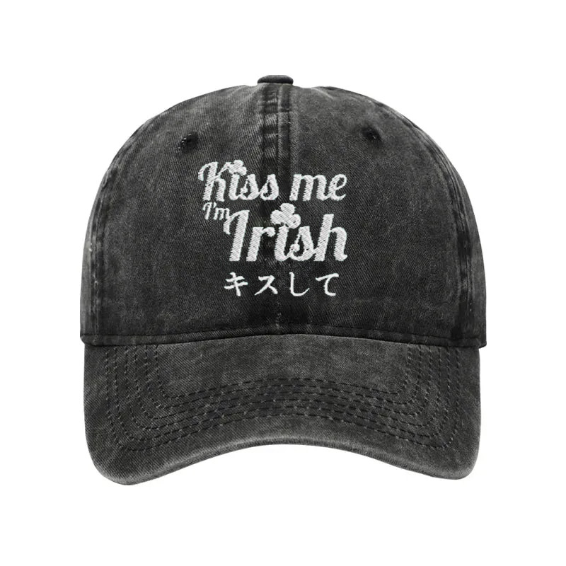 Kiss Me Im Irish Washed Hat Holiday Baseball Cap Unique Patrick's Day Presents