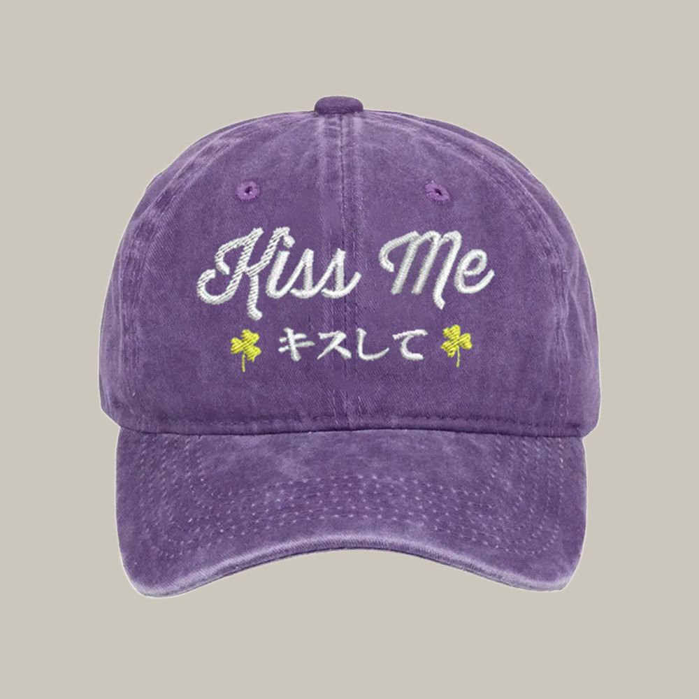 Kiss Me Japanese Washed Cap Cute Baseball Caps Christmas Gift Ideas For Her