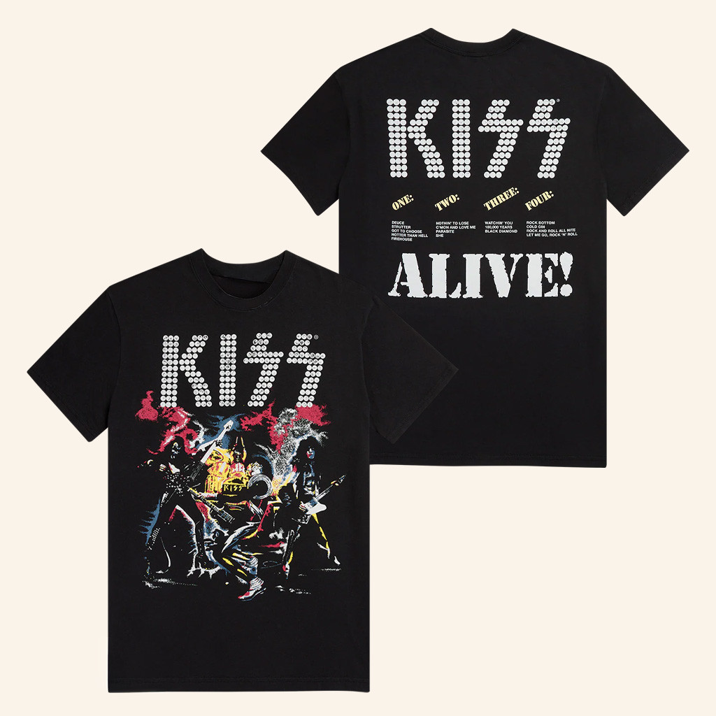 Kiss Merch Alive Track List T-Shirt Christmas Gifts For Rock Fans Kiss Merch Alive Track List T-Shirt Christmas Gifts For Rock Fans