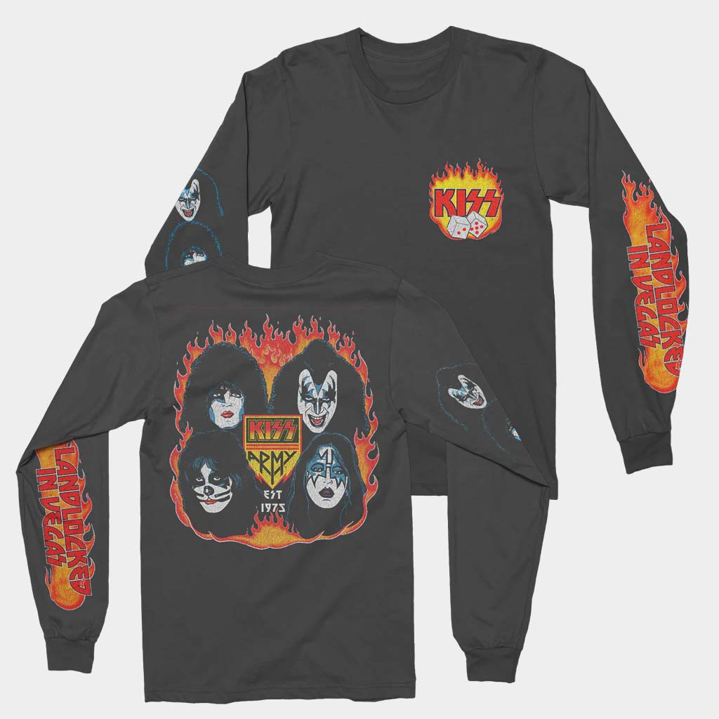 Kiss Merch Kiss Army Est 1975 Long Sleeve T-Shirt Birthday Gifts For Rock Band Fans