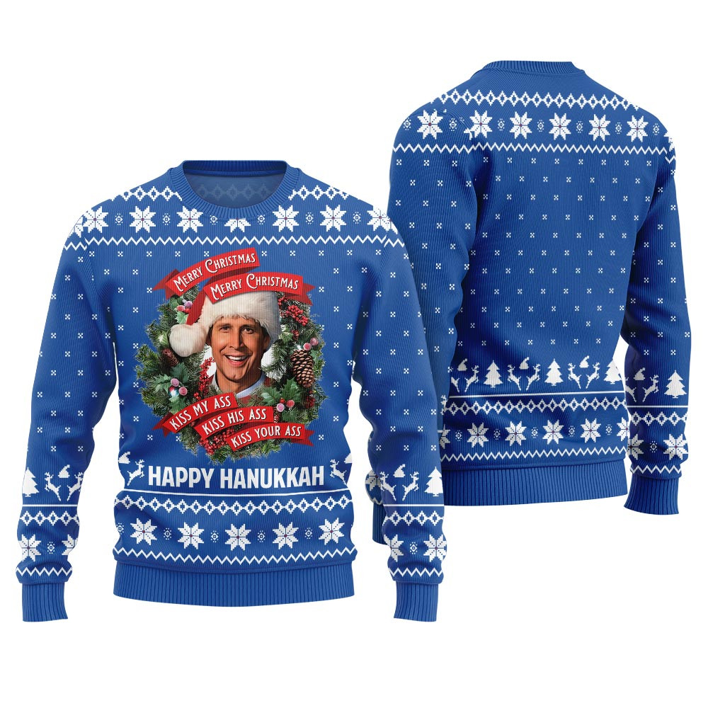 Kiss My Ass Clark Griswold Christmas Sweater Casual Winter Sweatshirt for Daily Comfort