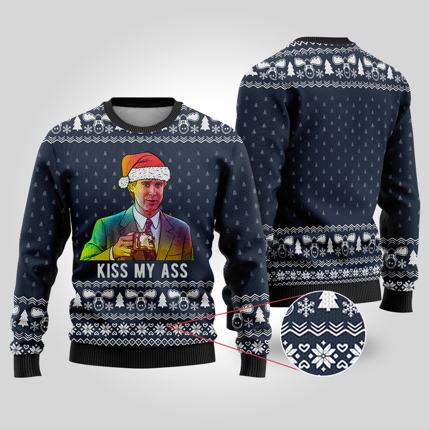 Kiss My Ass National Lampoon Navy Ugly Christmas Sweater Meaningful Holiday Gift Merch to Show You Care