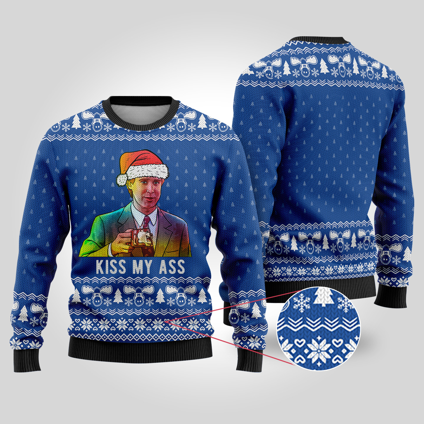 Kiss My Ass National Lampoon Royal Ugly Christmas Sweater Custom Holiday Sweater Merch That Warms the Heart