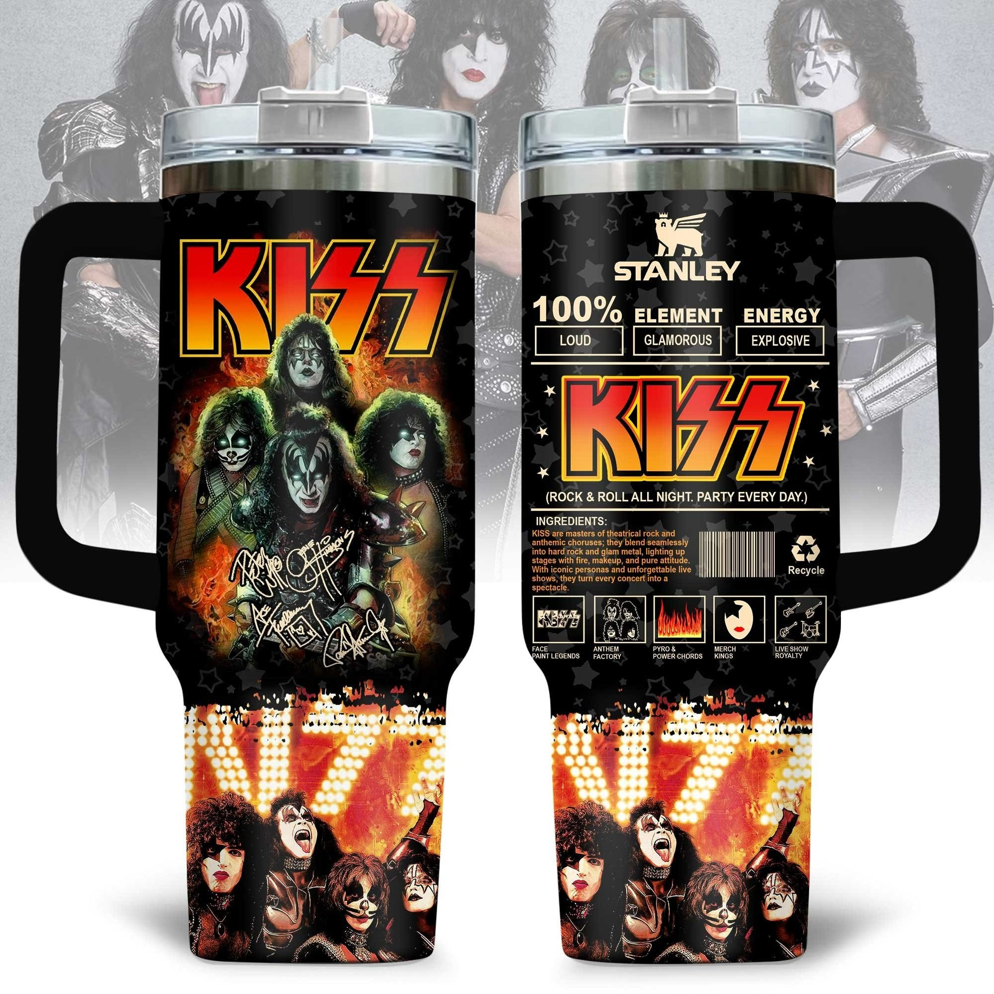 Kiss Rock And Roll All Time Stanley Tumbler Kiss Band Merchandise Gifts For Fans