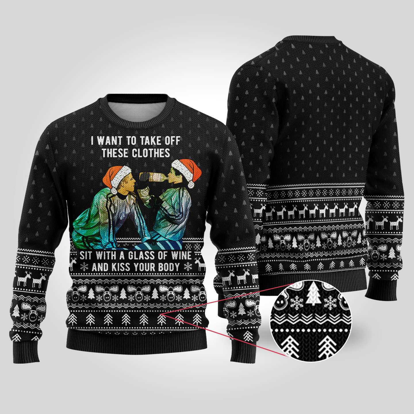 Kiss Your Body National Lampoon Black Christmas Sweater Festive Sweatshirt for Christmas Celebrations