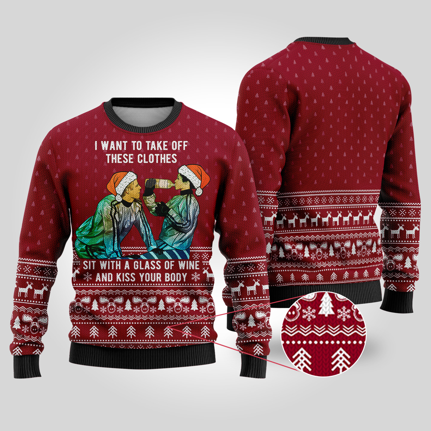 Kiss Your Body National Lampoon Cardinal Red Christmas Sweater Popular Holiday Gift Merch for Everyone