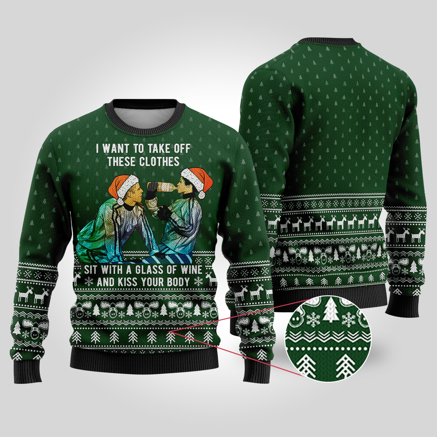 Kiss Your Body National Lampoon Forest Green Christmas Sweater Thoughtful Winter Gift Merch for Special Moments