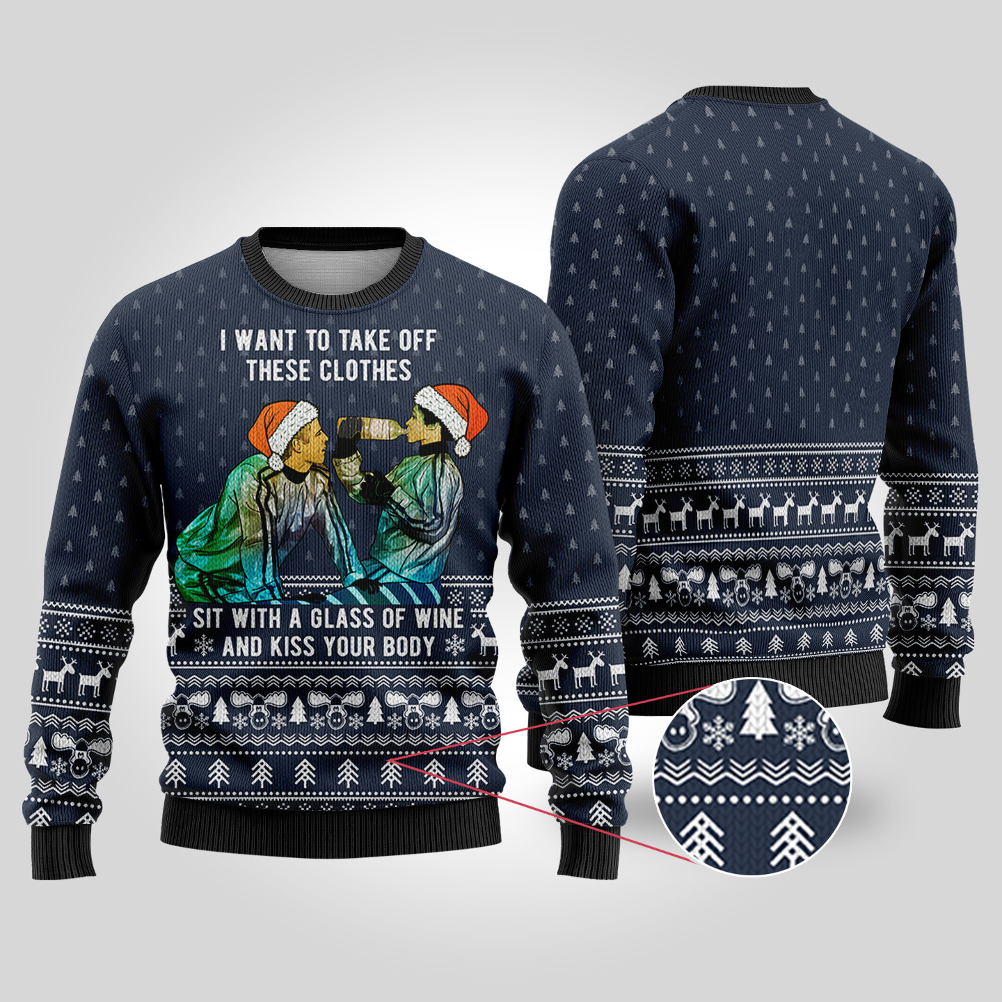 Kiss Your Body National Lampoon Navy Christmas Sweater Lovely Merch Gift for Cozy Winter Nights
