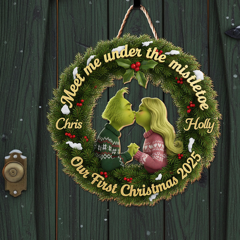 Kissing Couple Christmas Wood Sign - Personalized Gifts For Couple - Gag Christmas Gifts For Boss
