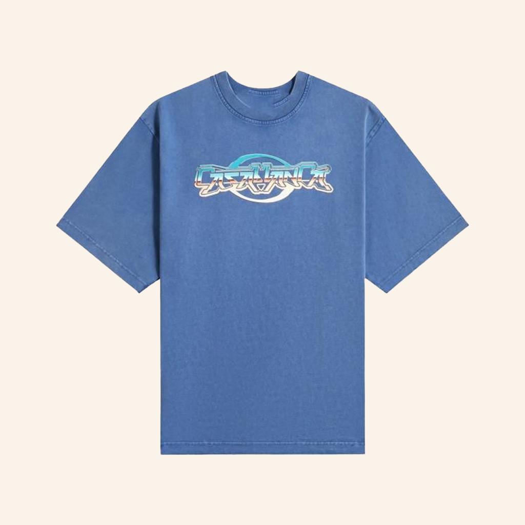 Kith Merch Casablanca Chrome Text Printed T-Shirt Present For Husband Kith Merch Casablanca Chrome Text Printed T-Shirt Present For Husband