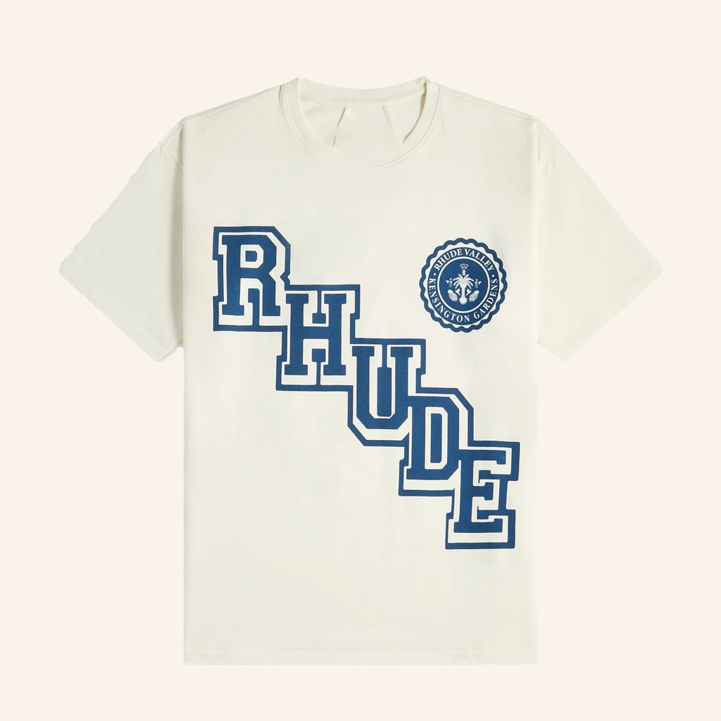 Kith Merch Rhude Collegiate Crest T-Shirt Christmas Present Ideas For Him Kith Merch Rhude Collegiate Crest T-Shirt Christmas Present Ideas For Him