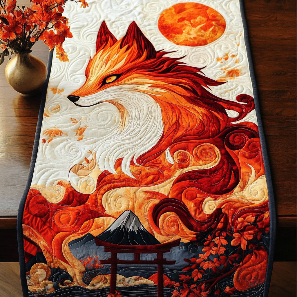 Kitsune Grace Quilted Table Runner Dinner Table Decor Ideas Fox Related Gifts