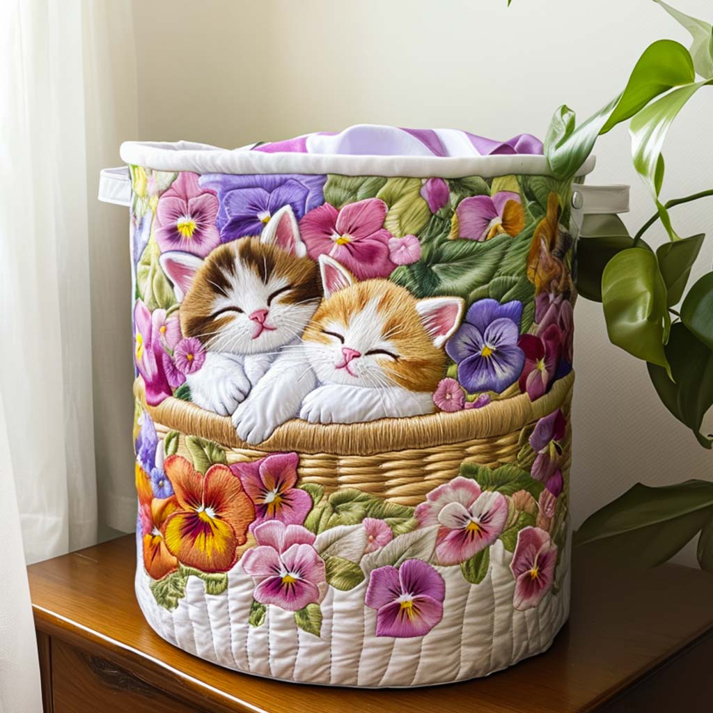 Kitten Chaos Quilted Laundry Basket Anniversary Merch Gift