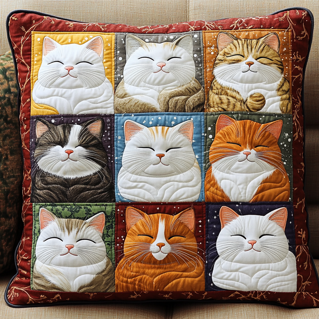 Kitten Snuggles Quilted Pillow Case Christmas Pillow Case for Sofa