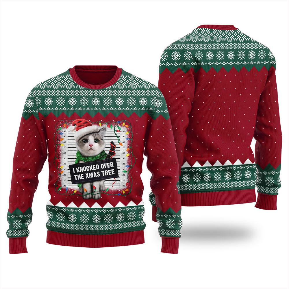 Kitten Trouble Womens Ugly Christmas Sweater Lovely Christmas Sweater Gift for Mom or Grandma