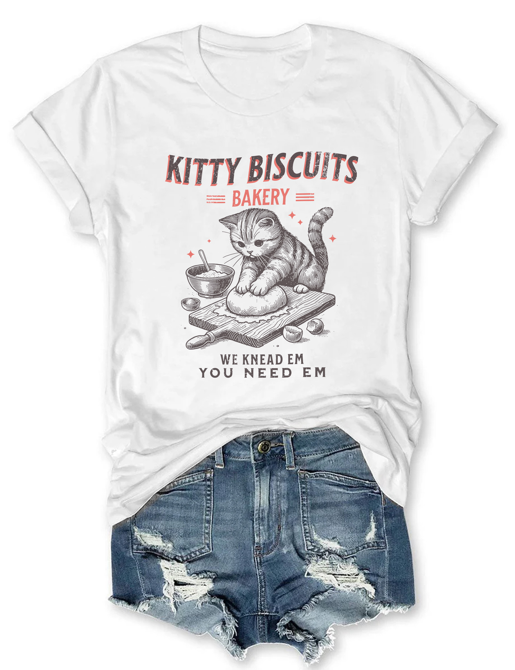 Kitty Biscuits Bakery T-Shirt Animal Themed Meme Clothes Cat Owner Gifts