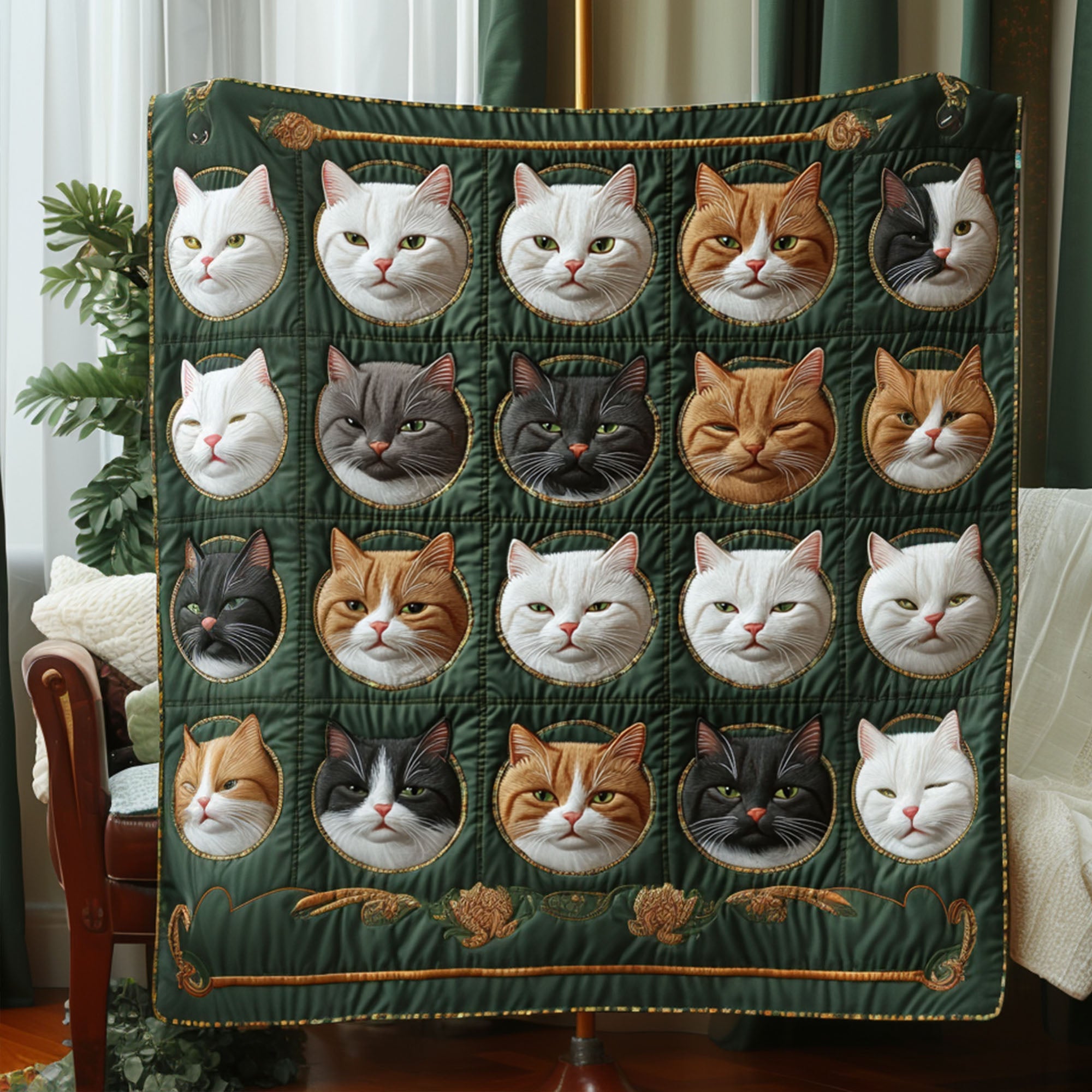 Kitty Bliss Quilted Blanket Xmas Holiday Gifts For Black Cat Owners