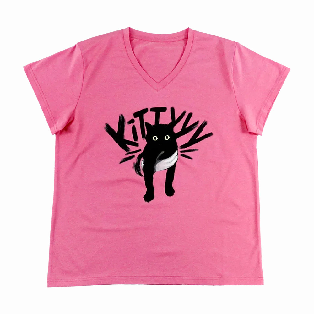 Kitty Cat CaseOh V-Neck Shirt Lovely Cat Graphic CaseOh Apparel Birthday Gift For Her