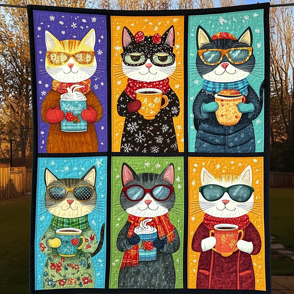 Kitty Kaleidoscope Quilted Blanket Cute Blankets For Her