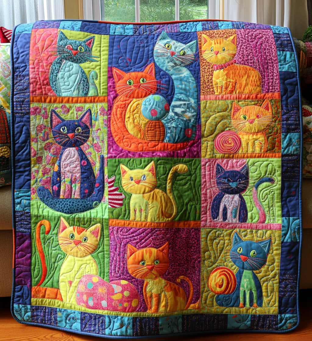 Kitty Kingdom Quilted Blanket Cat Christmas Gifts