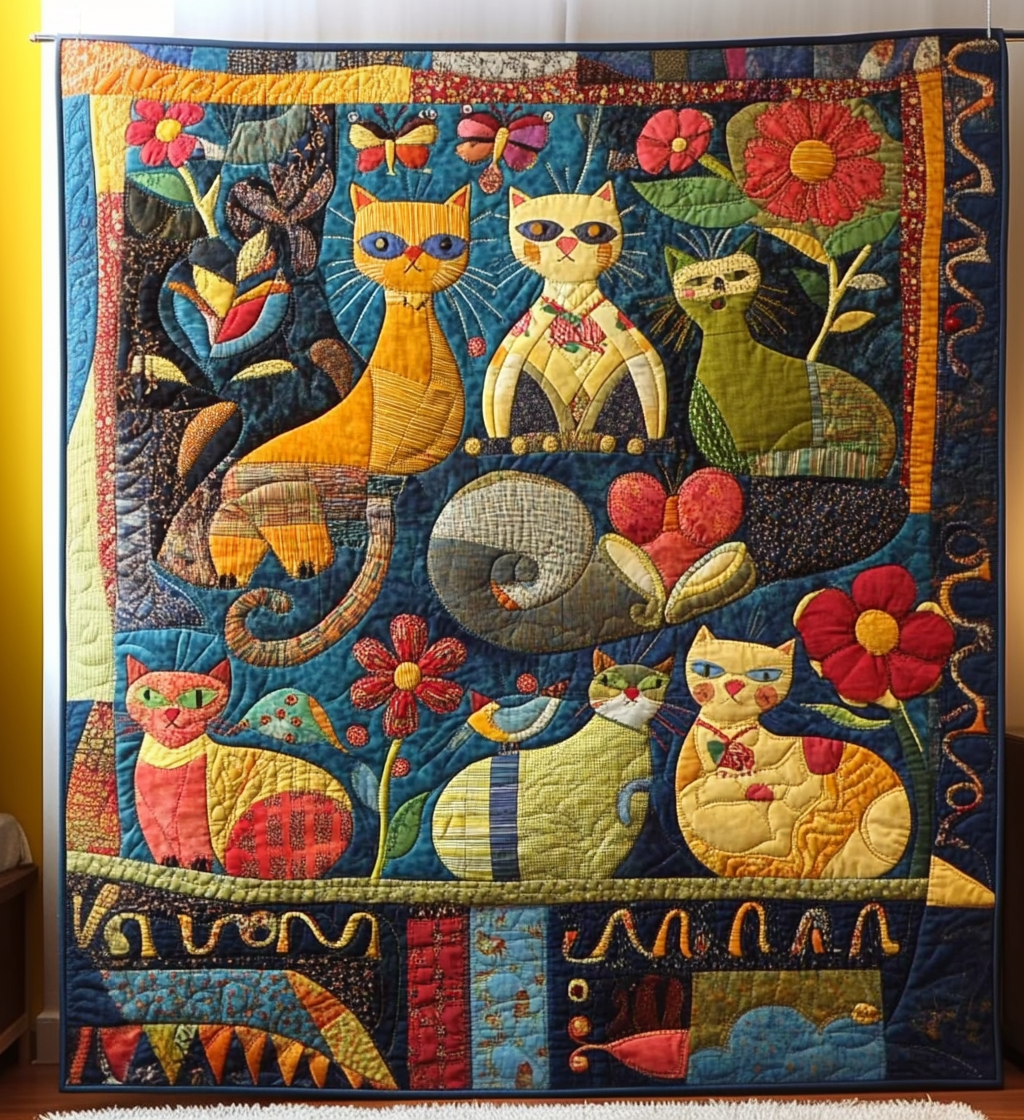 Kitty Kingdom Quilted Blanket Unique Gifts For Cat Lovers