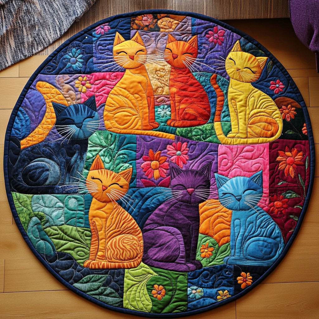 Kitty Quilted Round Mat Front Door Entryway Ideas Christmas Gift Ideas For Cat Lovers