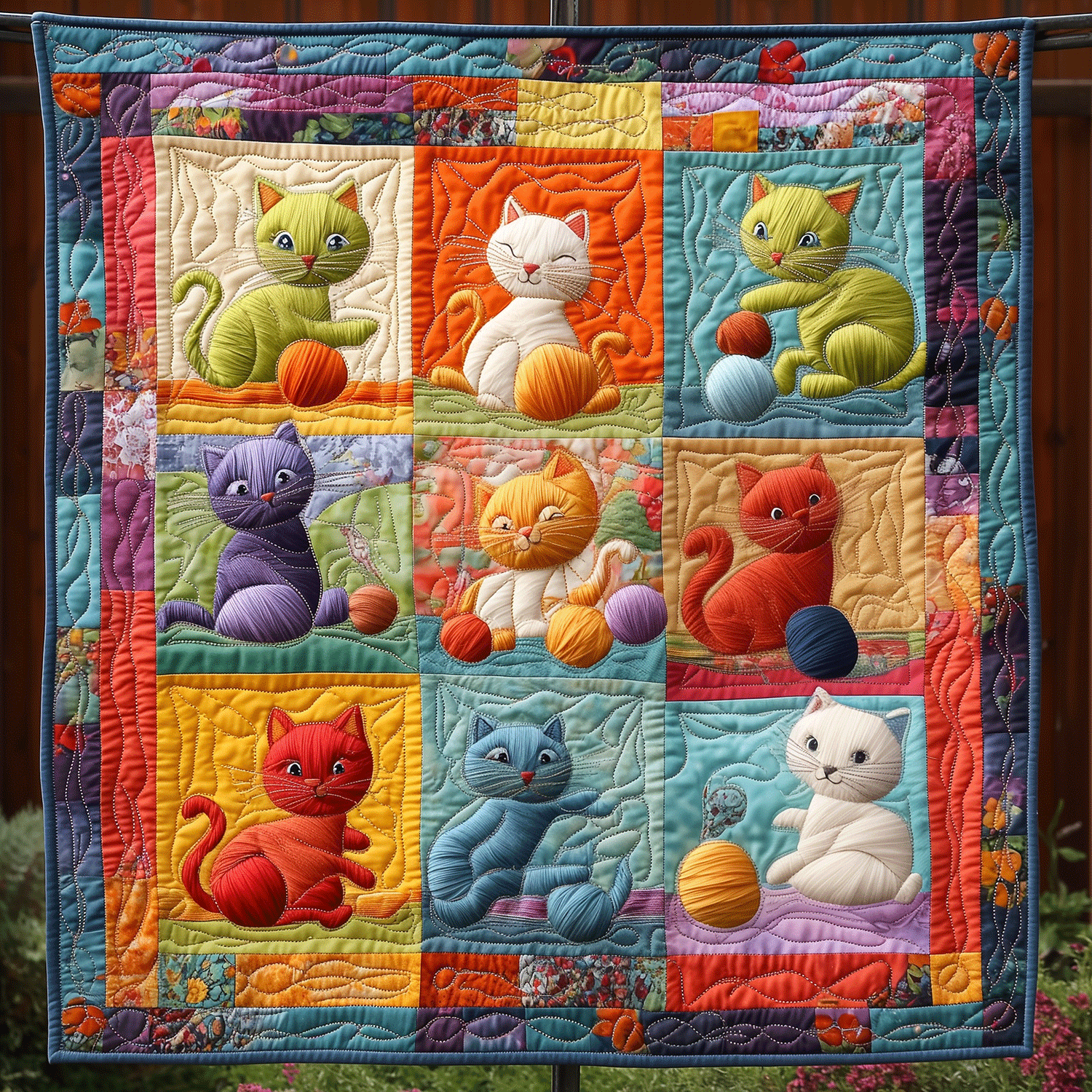 Kitty Yarn Tangle Quilted Blanket Cute Blankets For Her