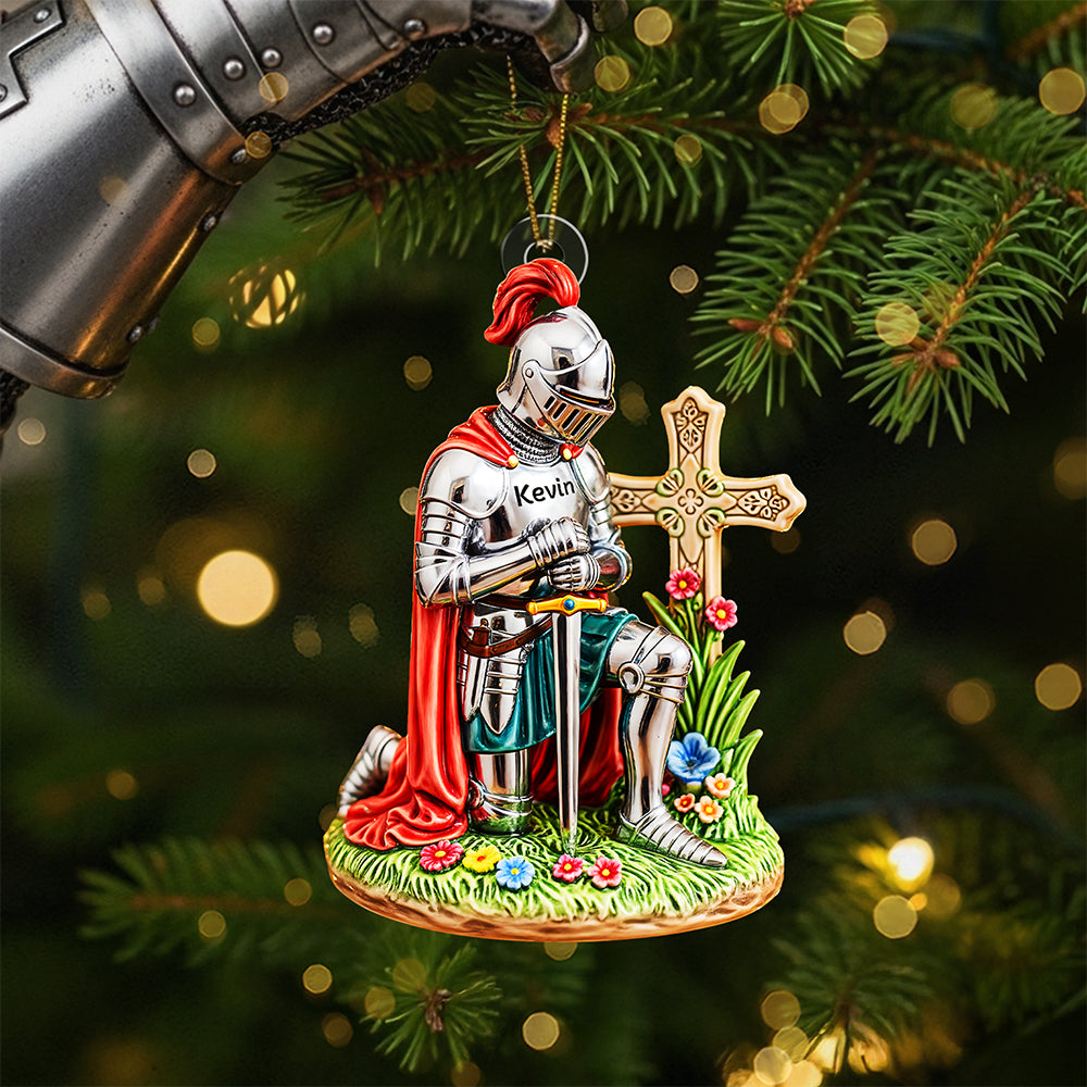 Kneeing Knight Ornament - Personalized Gifts For Christians - Funny Christmas Ornament Gift