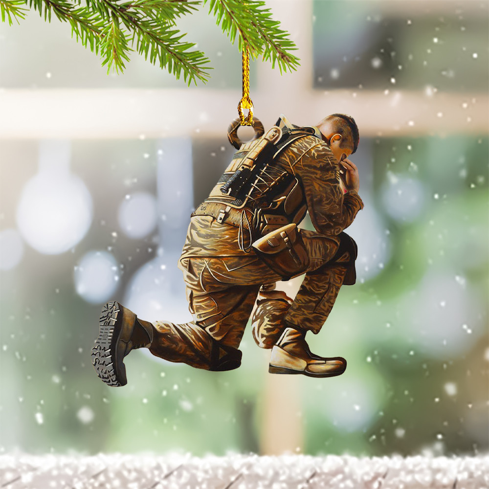 Kneel Soldier Veteran Christmas Ornament Decorations Army Veteran Christmas Gifts