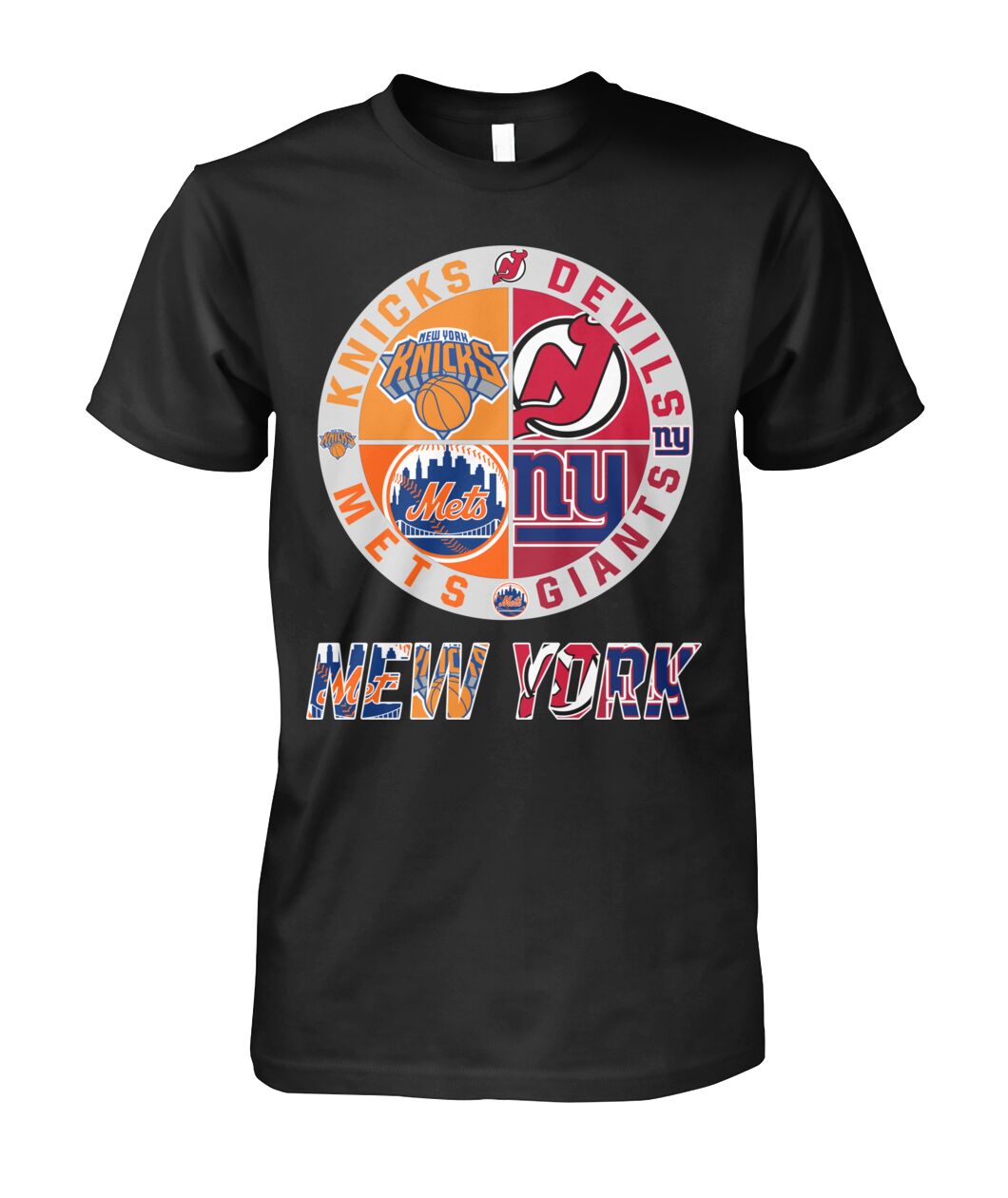 Knicks Devils Mets Giants T-Shirt New York Sports Team Mashup Logo Clothes Best Gift For Brothers