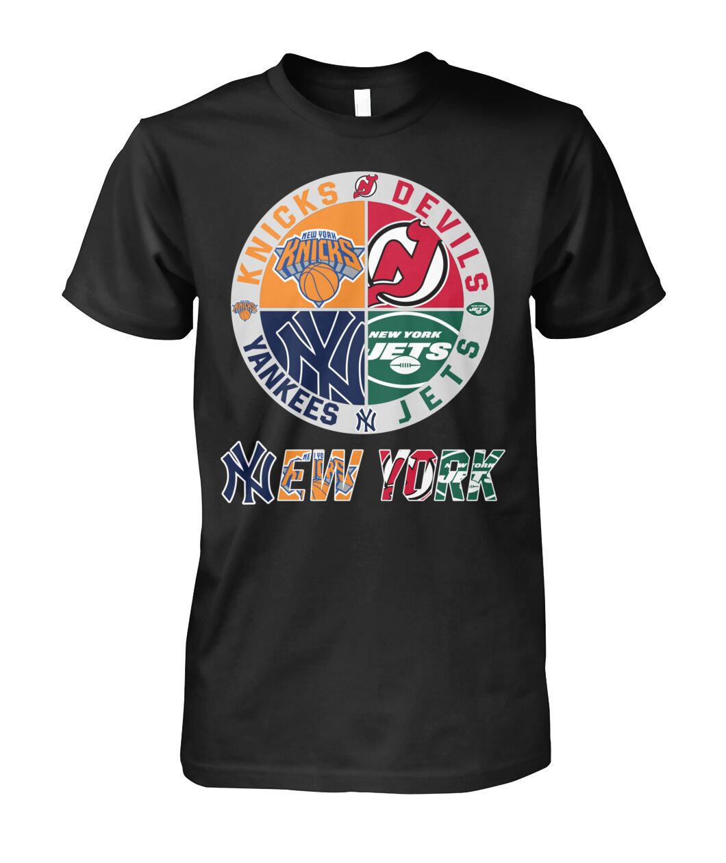 Knicks Devils Yankees Jets Sport T-Shirt New York Sports Team Mashup Logo Shirt Gift For Friends