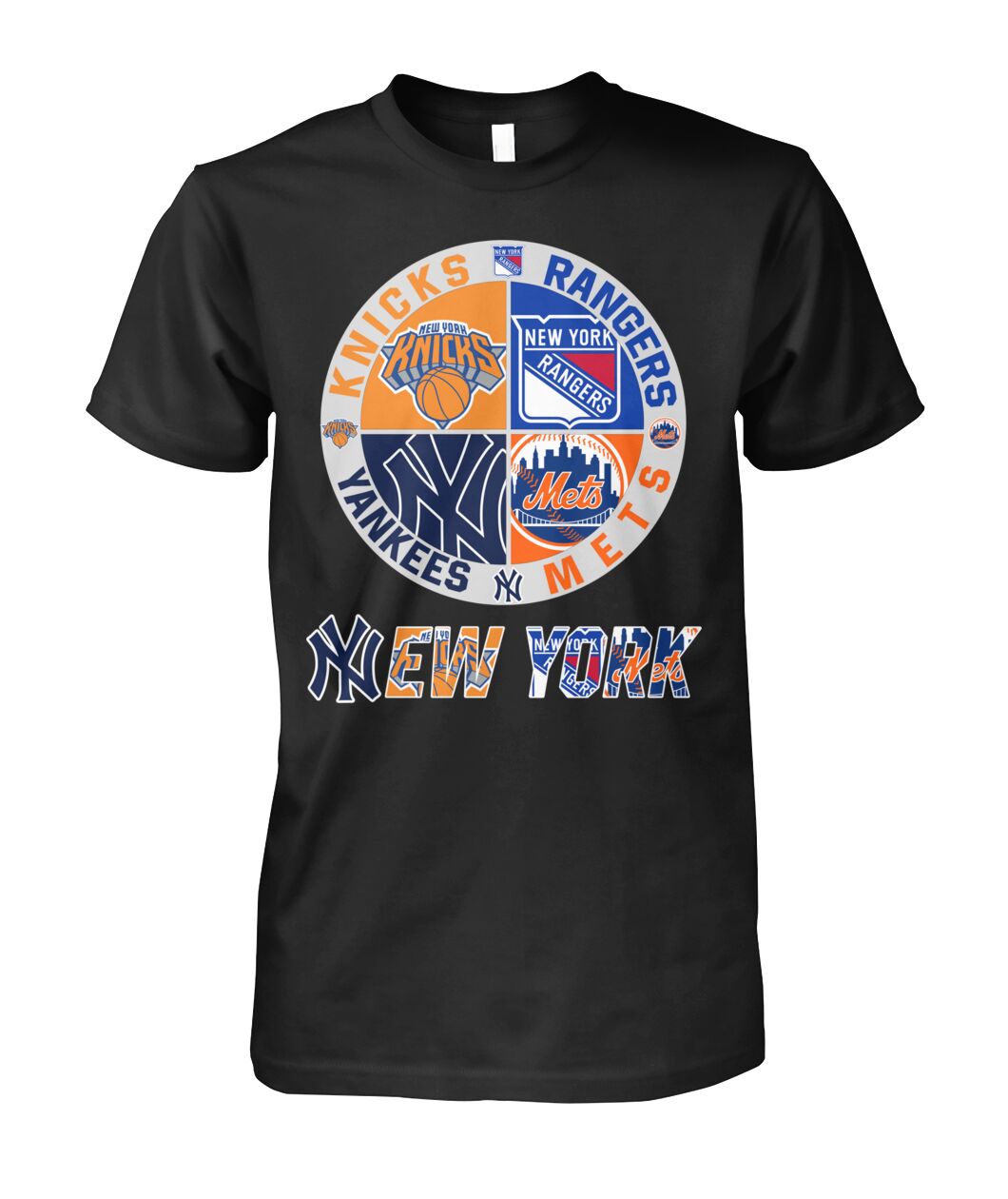 Knicks Rangers Yankees Mets T-Shirt New York Sports Team Mashup Logo Shirt Gift For Father's Day
