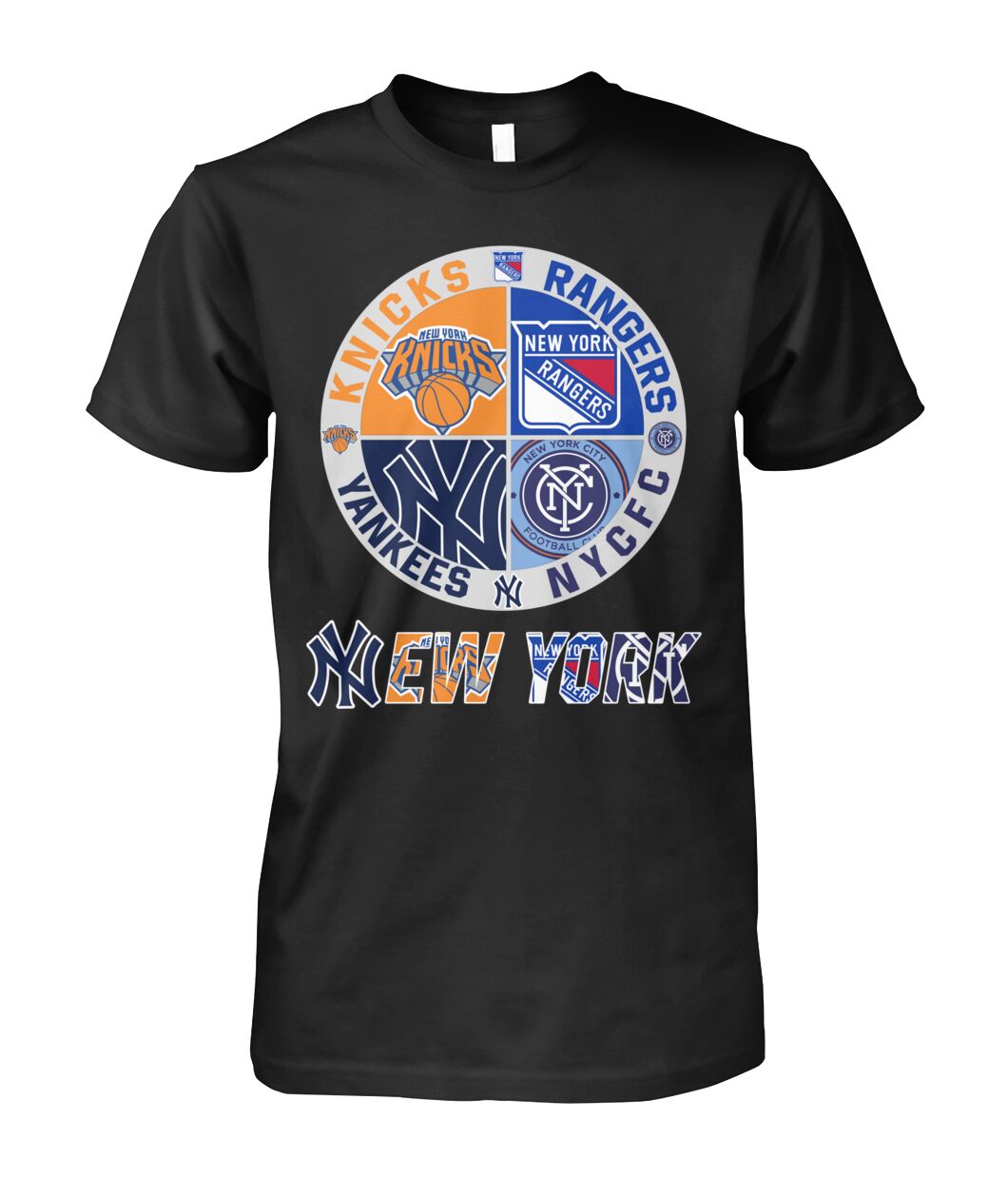 Knicks Rangers Yankees Nycfc T-Shirt New York Sports Team Mashup Logo Shirt Fan Gift For Him