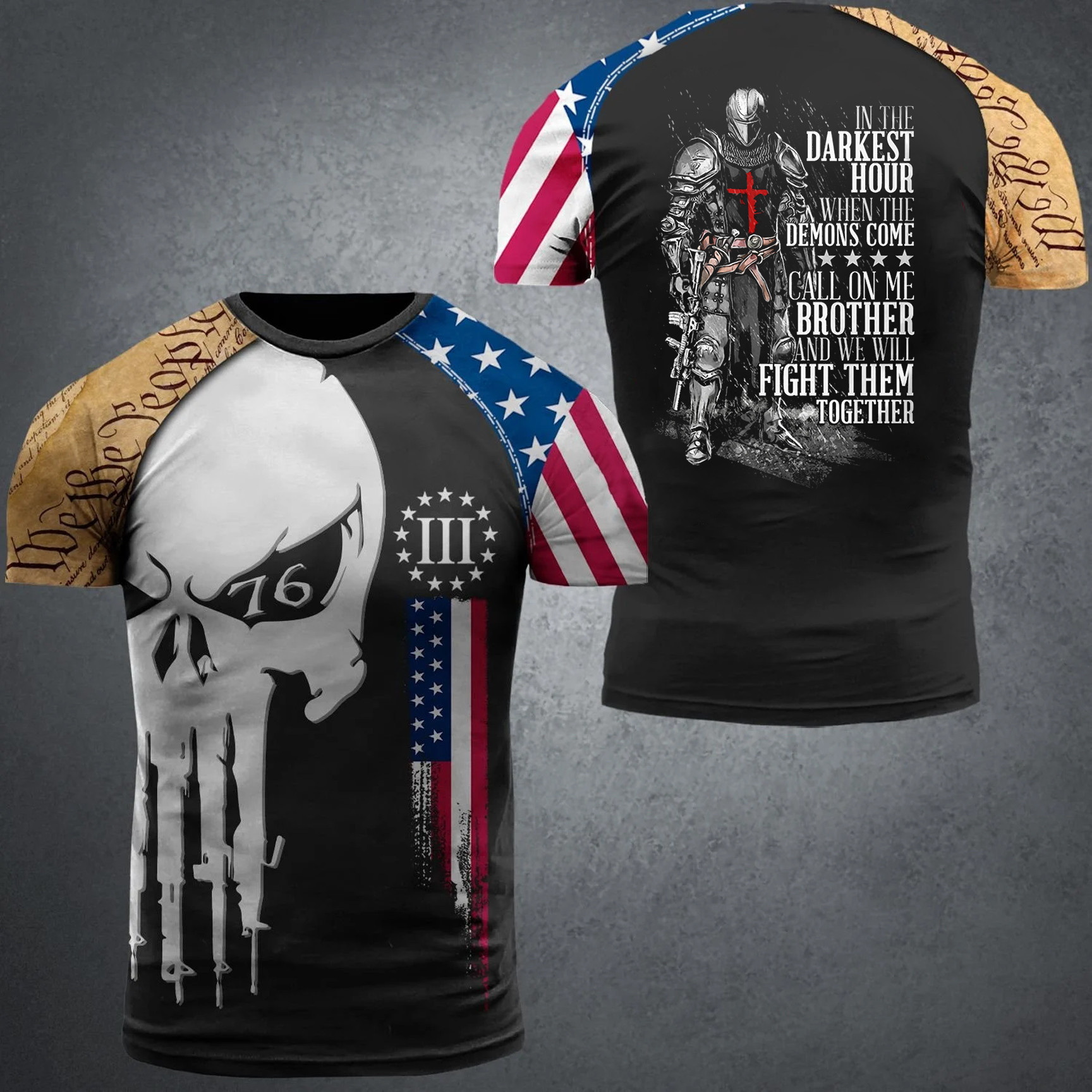 Knight Templar In The Darkest Hour When The Demons Come Shirt Patriot Veteran T-Shirts Gift