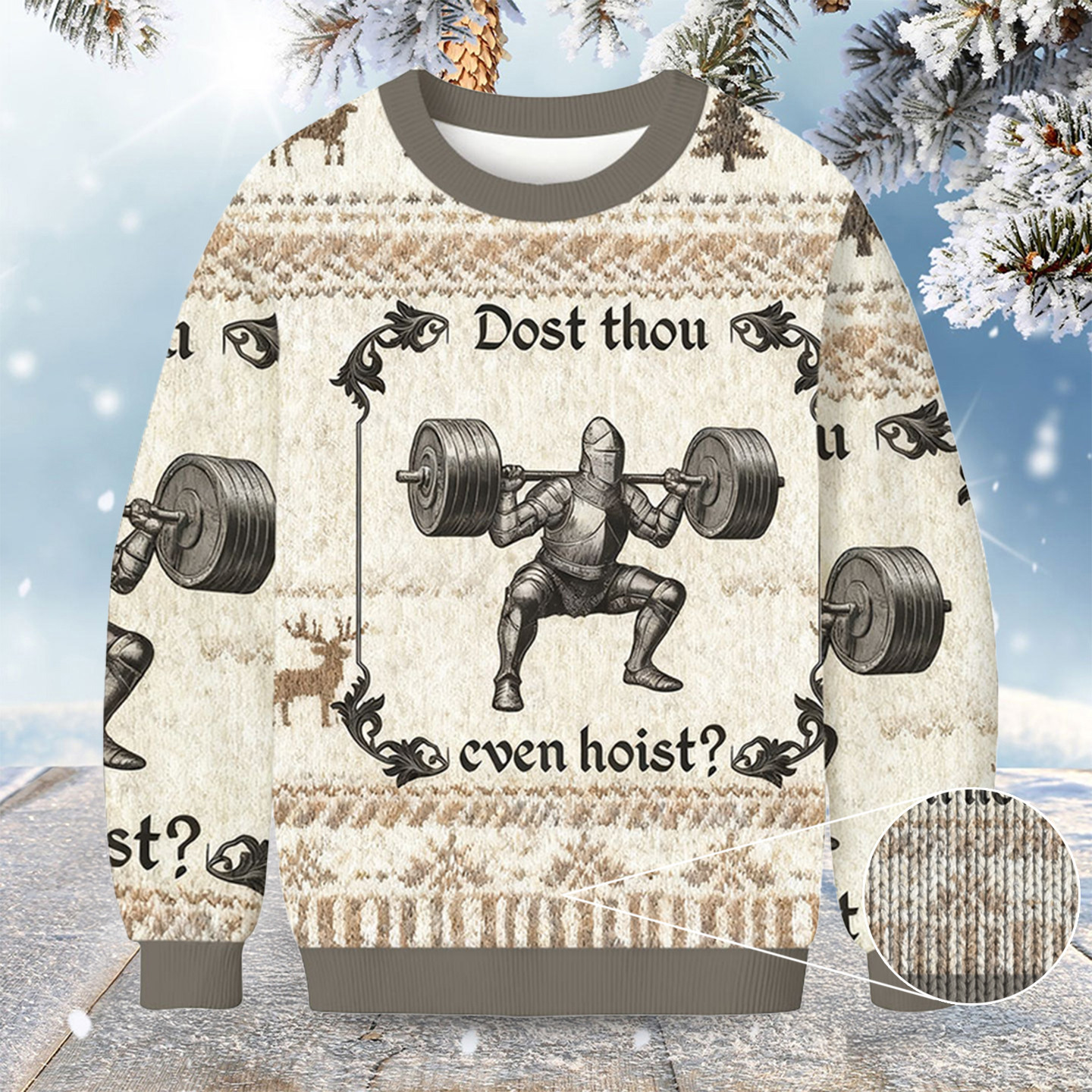 Knight Weightlifting Christmas Ugly Sweater Winter Clothing Xmas Gifts For Him