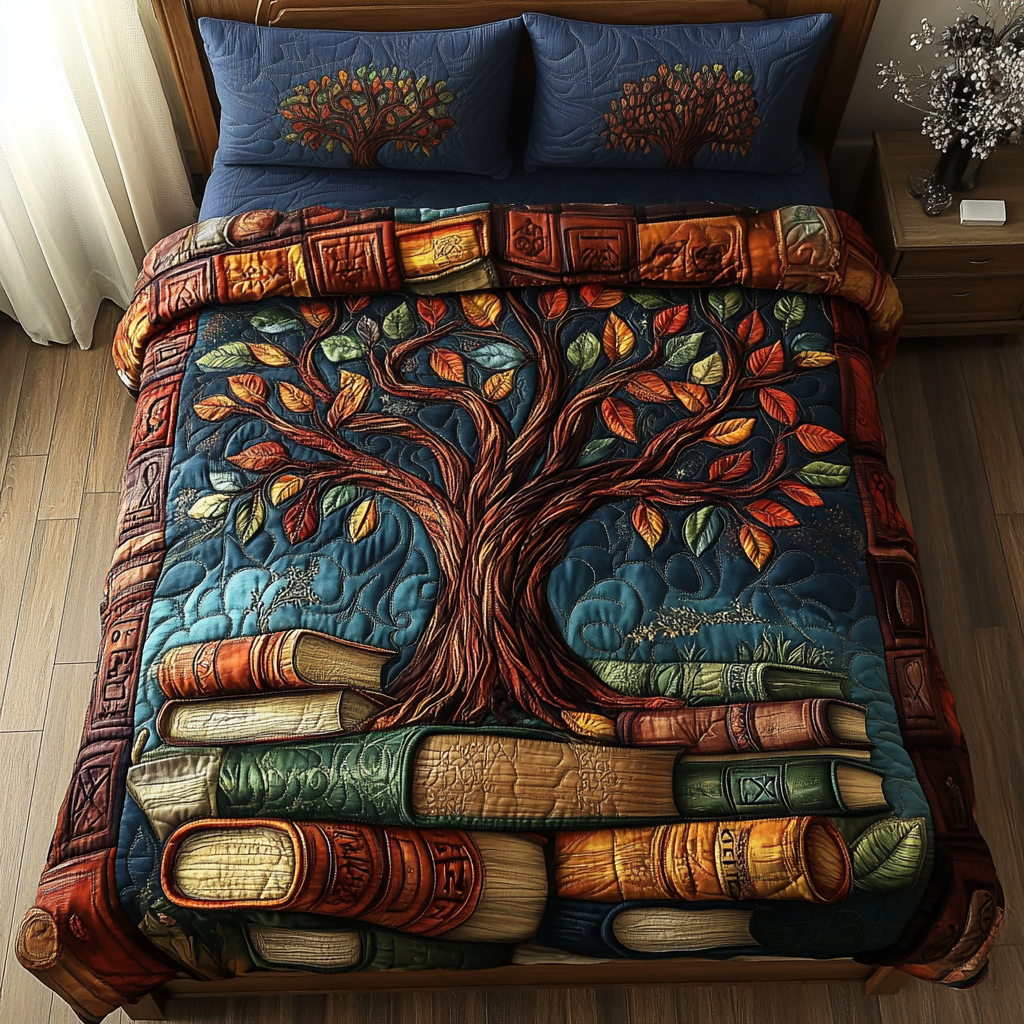 Knowledge Nest Quilted Bedding Set Best Comforter Sets Great Book Lover Gift Ideas