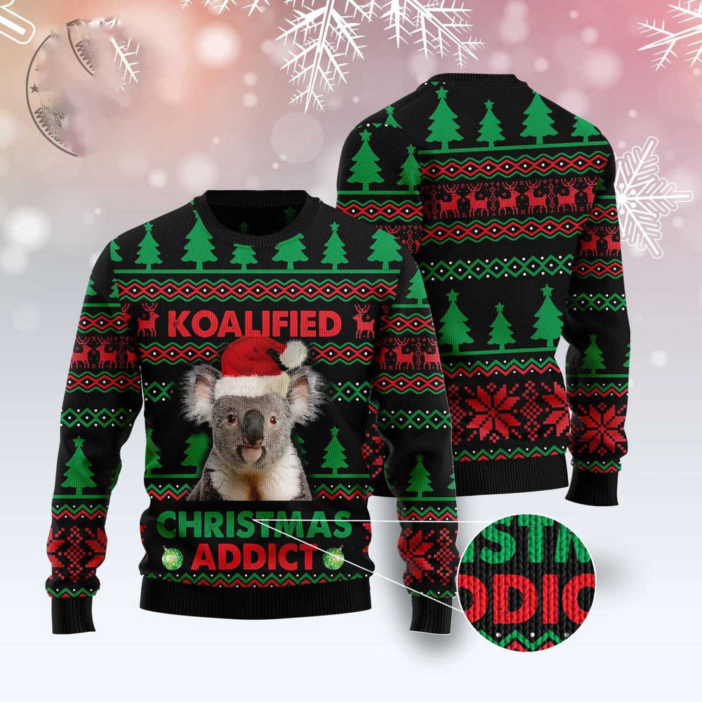 Koala Koalified Christmas Addict Ugly Christmas Sweater Funny Ugly Christmas Sweater Gifts For Couples
